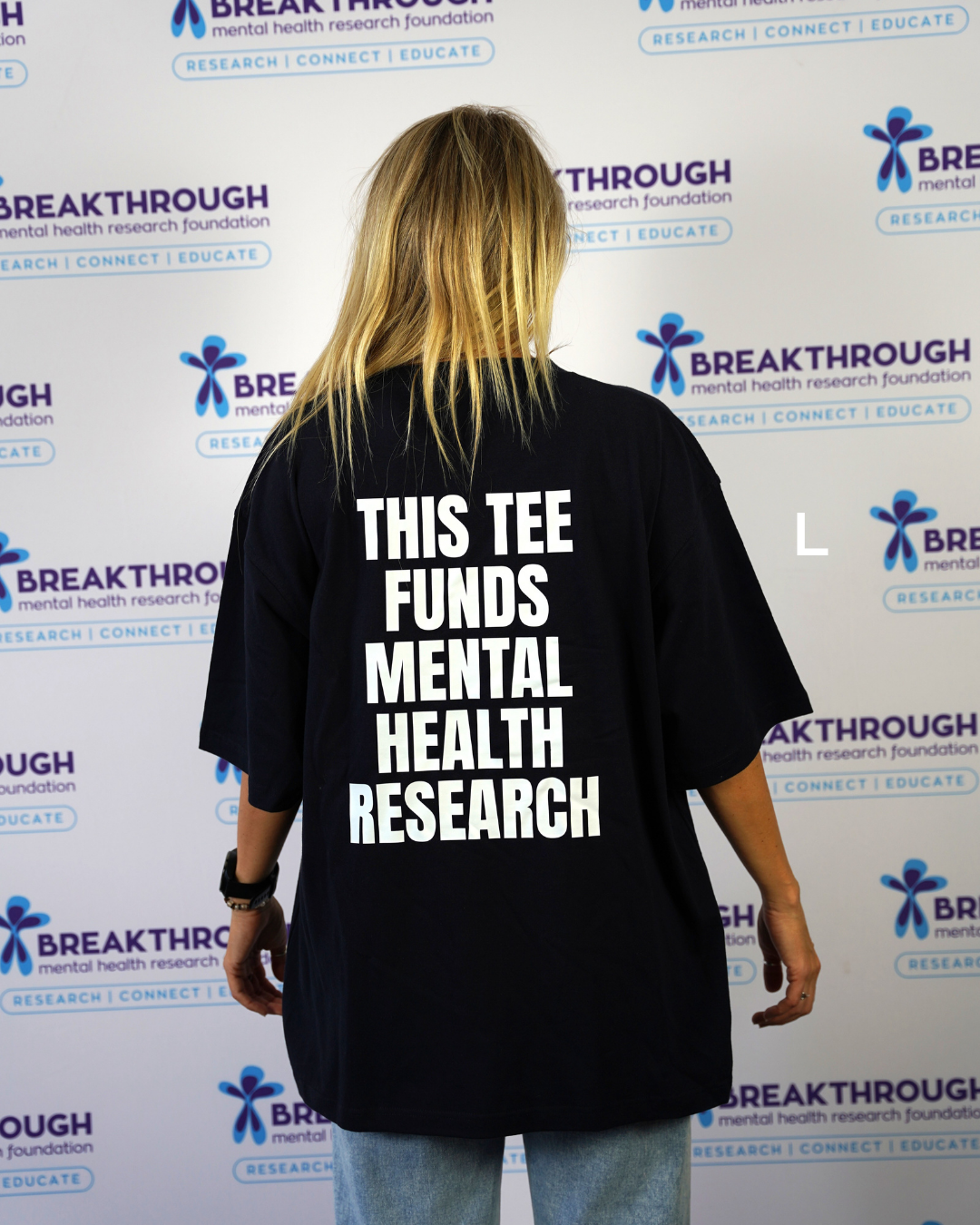 OVERSIZED 'this tee funds mental health research' tshirt