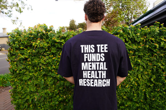 OVERSIZED 'this tee funds mental health research' tshirt
